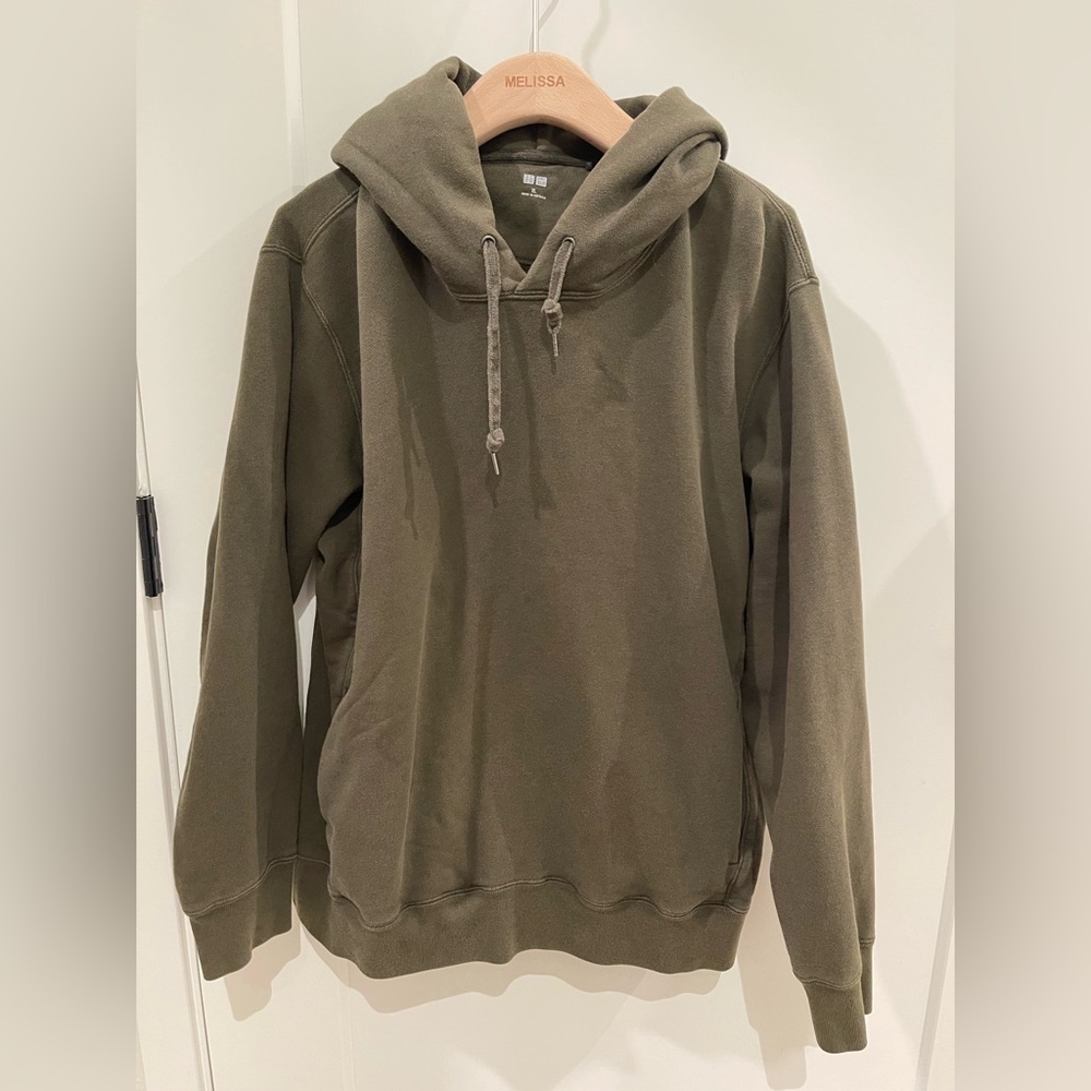 Uniqlo Olive Green Unisex Cotton Pullover Hoodie – Size XL